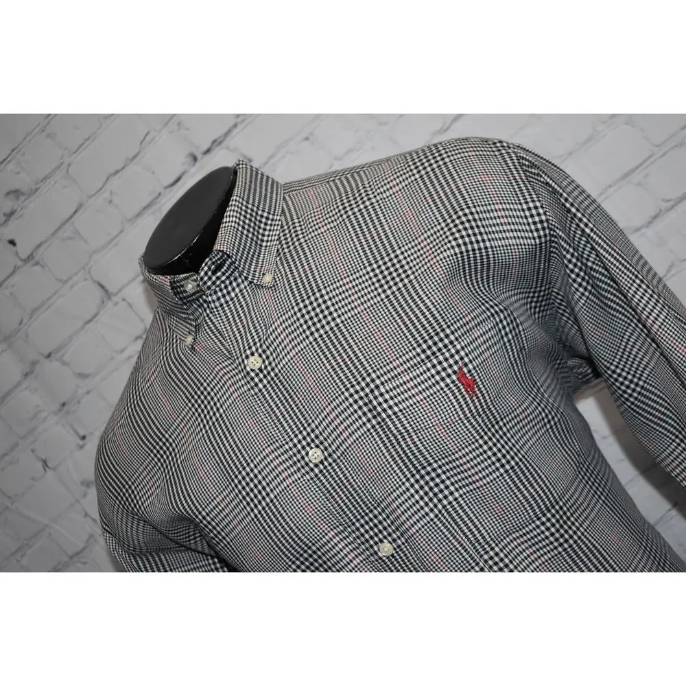 Vintage Polo Ralph Lauren Dress Shirt Men Size Large Glen Prince of Whales Check - Picture 9 of 9
